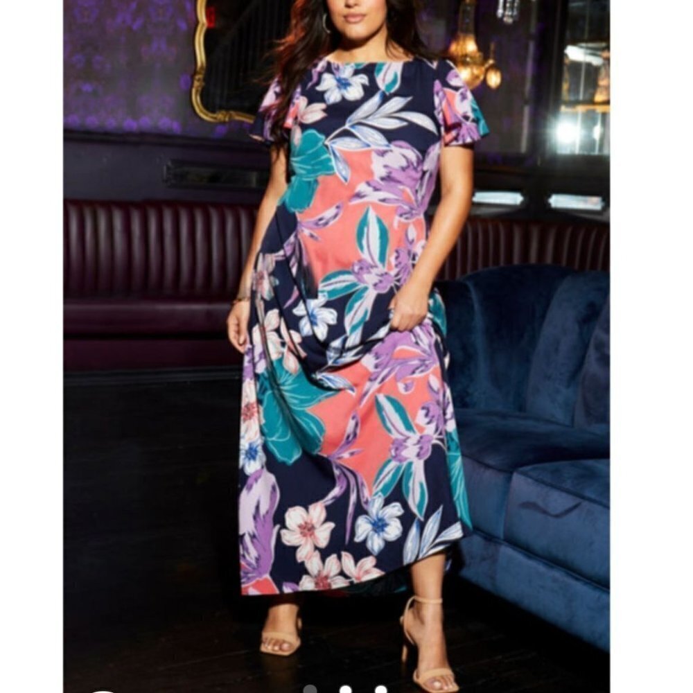 Flutter-Sleeve A-Line Dress | June+Vie | 1X (22/24)